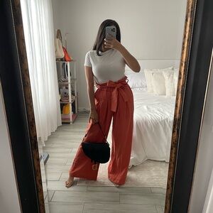 Urban Outfitters Orange High-Waist Wide-Leg Pants